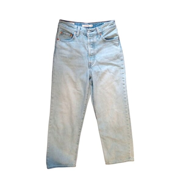 LEVIS Jeans Women's Size 26 Blue Wash Ribcage Straight Button Up Fly Red Tag - Picture 5 of 11